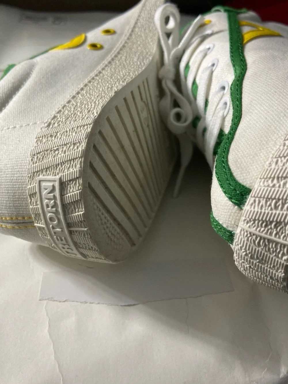 J.Crew x Tretorn Green, White & Yellow Canvas Sneakers – Size 8.5